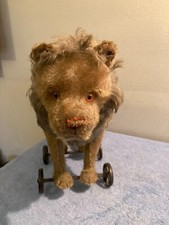 STEIFF LION Ca. 1909 ANTIQUE MOHAIR CAST WHEELS GERMANY UNDERSCORED F EAR BUTTON