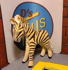 Vintage 5 STEIFF Zebra Black Stripes German 1960s Miniature w/ Brass Button