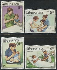 LAOS N°672/675** Médecine, Protection sanitaire TB, 1985 Health MNH