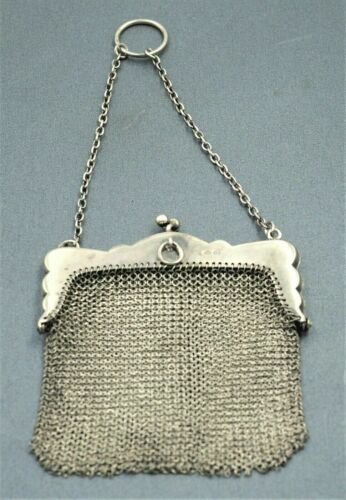 Sterling Silver Mesh Coin Purse Evening Bag Hallmaked EGB Antique Collectable - Photo 1/10