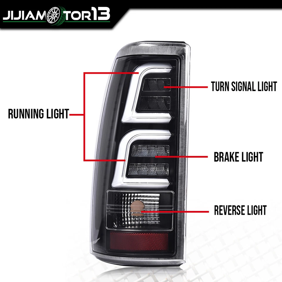 Черные светодиодные трубчатые задние фонари для 99–02 Chevy Silverado 1500/99–06 GMC Sierra - Изображение 4 из 4