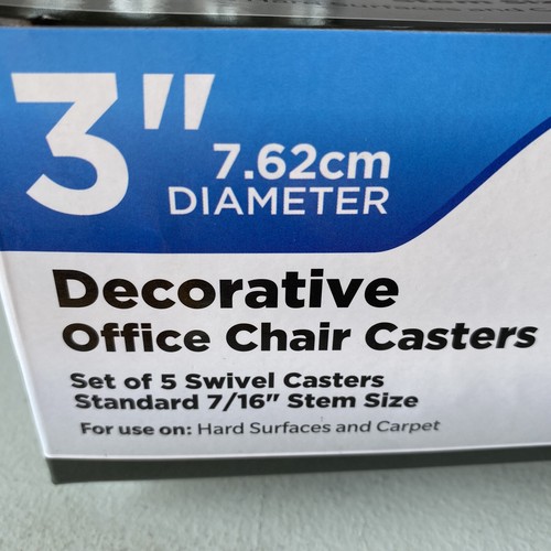 5 Ruedas de Repuesto para Silla de Oficina Universal Poli Resistente 3" NEGRO 650lb Clasificado - Imagen 3 de 6
