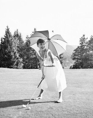 AUDREY HEPBURN Photo Picture GOLF GOLFING B&W Photograph Print