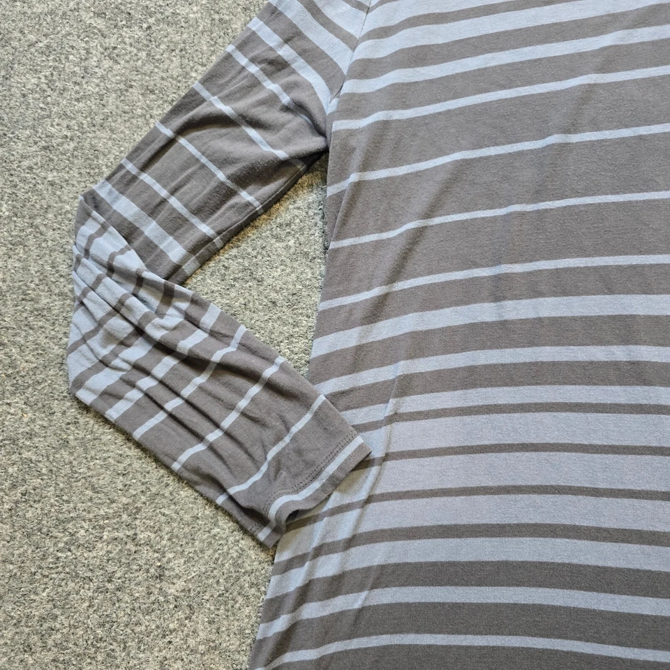 LOGO Lori Goldstein Top Mujer Talla Mediana Azul Gris Rayas Elastizado Informal Carrera Foto 4 de 4