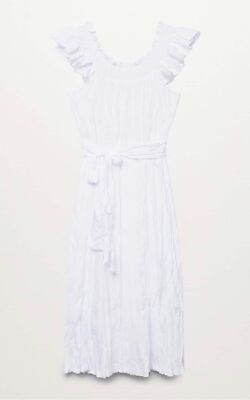 mango white cotton dress Mango Textured Cotton Dress NWT White Size M