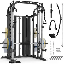 Smith Machine with 160kg Weight Stacks Power Cage Rack Cable Crossover Machine