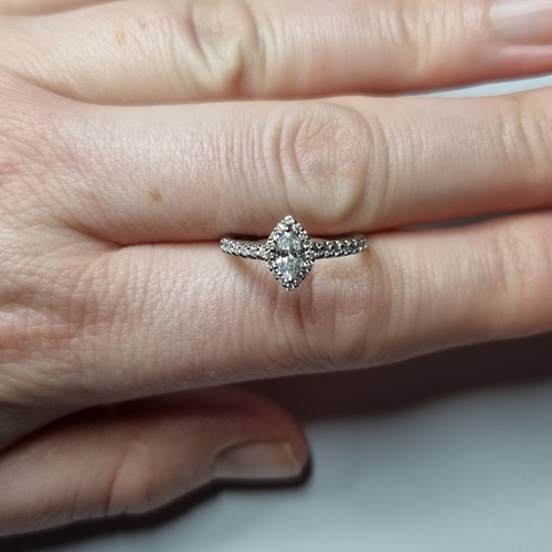BEAVERBROOKS 18CT WHITE GOLD MARQUISE HALO 0.40ct DIAMOND ENGAGEMENT RING I½ - Picture 21 of 24