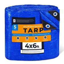 Premium Blue Poly Tarp - 6x4 ft - Lightweight, Durable, Waterproof, Cover.