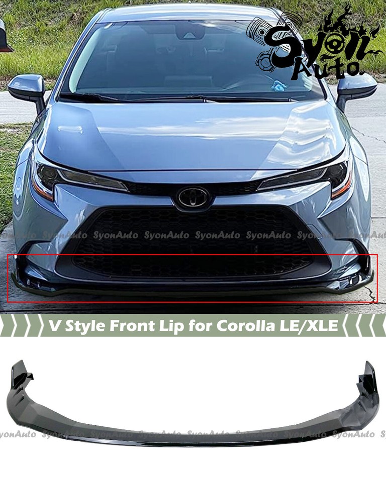 FITS 2020-2024 Toyota Corolla LE/XLE Sedan Glossy Black V Style Front ...