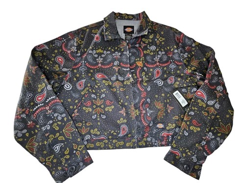 Giacca donna Dickies Eisenhower stampa paisley crop canvas nuova con etichetta taglia XL