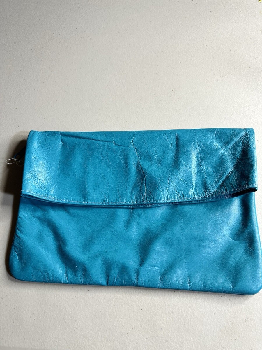 Vintage 90's Von Maur Teal Leather Headliner Handbag