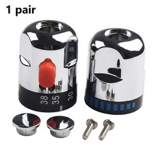 1 Pair Plastic Thermostatic Control Handles For Bath Shower Mixer Taps Silver