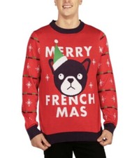 NWT Tipsy Elves Mens Merry Frenchmas Freeform Holiday Xmas Sweater Size Large