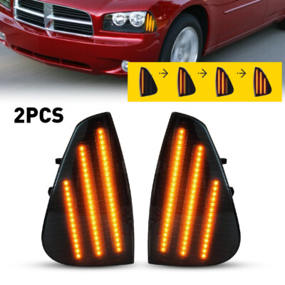 For 2006-10 Dodge Charger Dynamic Smoke LED Side Marker Corner Signal Lights