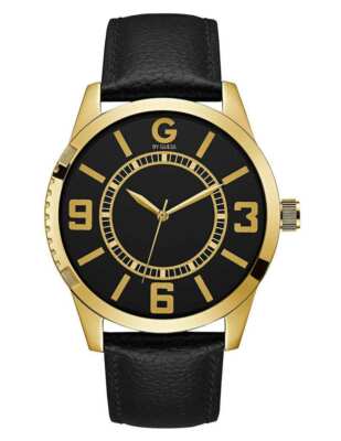 Leather Guess Watches Black And Gold G By Guess Mens Black/Gold