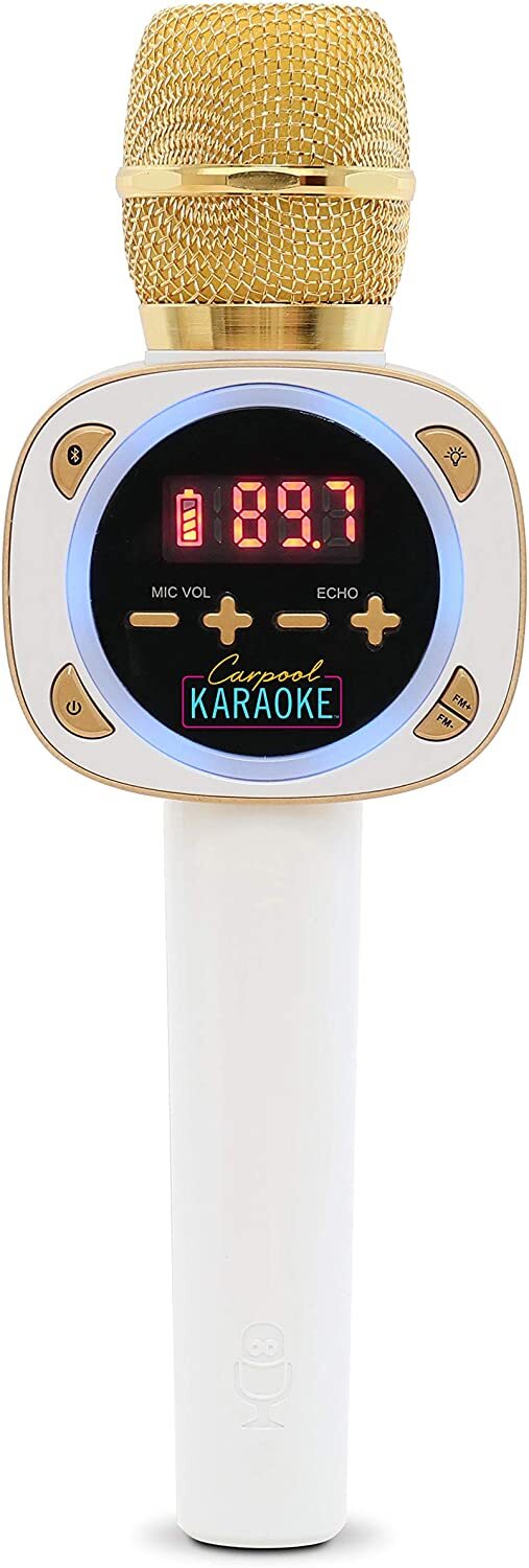 Singing Machine, Carpool Karaoke, Bluetooth Microphone for Cars, White