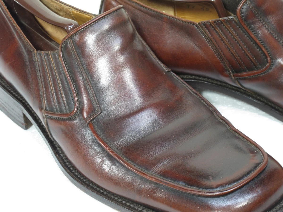 Vtg Avitto Shoes 43 eu 10 US Brown Leather Slip on Loafers Side