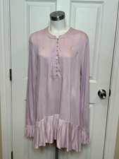 Free People Dusty Lavender Purple Drop Waist Dress Pleated Cuff Hem Size M, NWT!