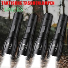 4 Pack LED Tactical Military Flashlight Torch 5 Modes Zoomable Lamp High Lumens