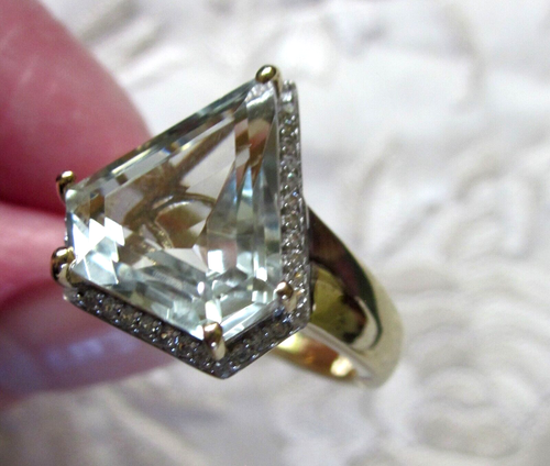 Green Amethyst Ring / size 13 / 14K Gold over 925 Sterling Silver / 7.35ct - Picture 3 of 7