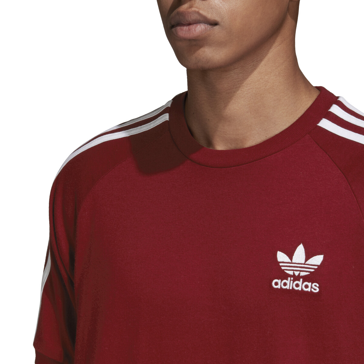 adidas originals 3 stripe t shirt burgundy