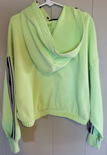 Justice Fleece Hoodie Girl's 7/8 Lime Green Hooded Pullover - Picture 2 of 6