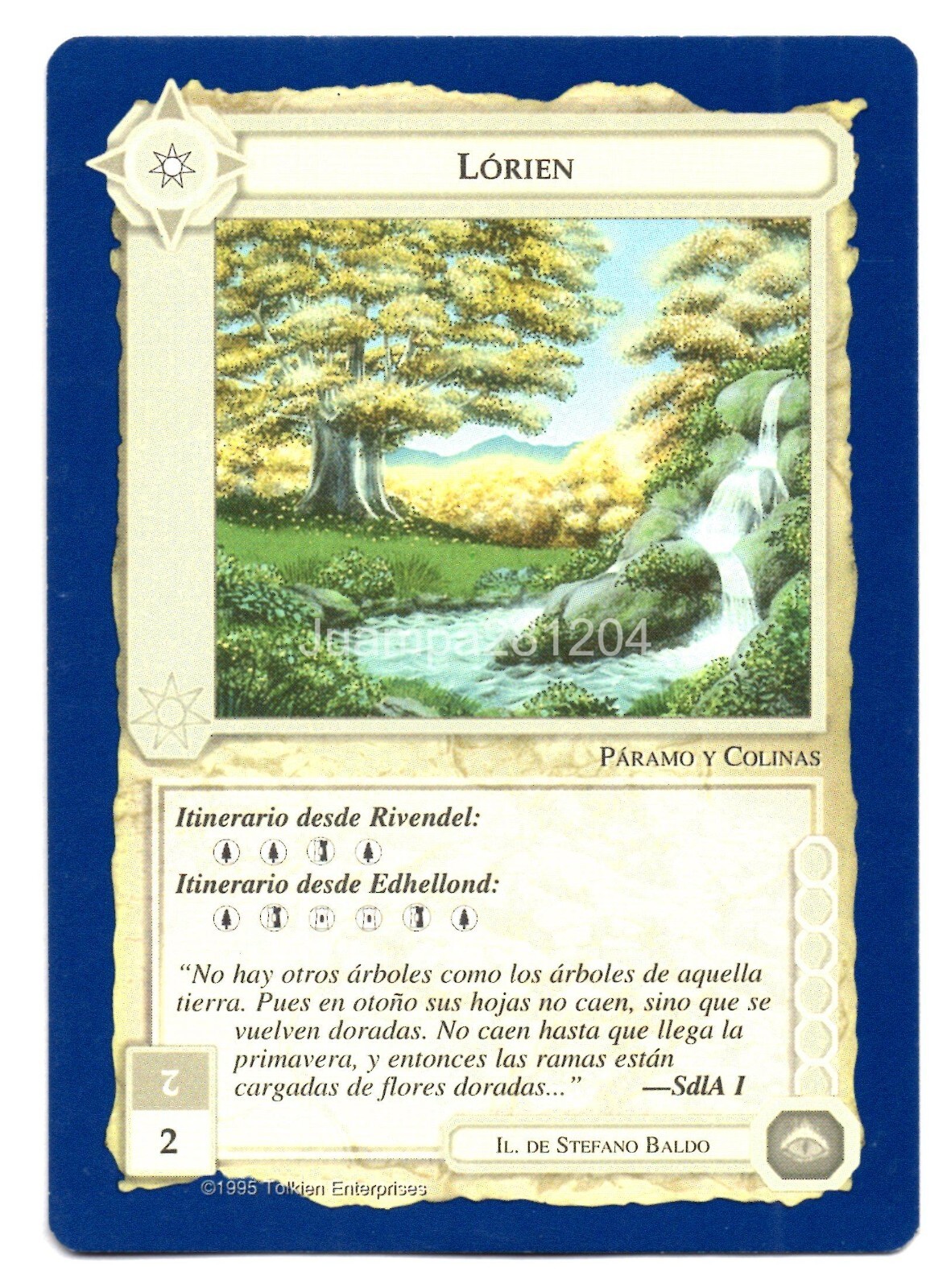 LORIEN CROMO EDICION LIMITADA EL SEÑOR DE LOS ANILLOS 1995 TIERRA MEDIA