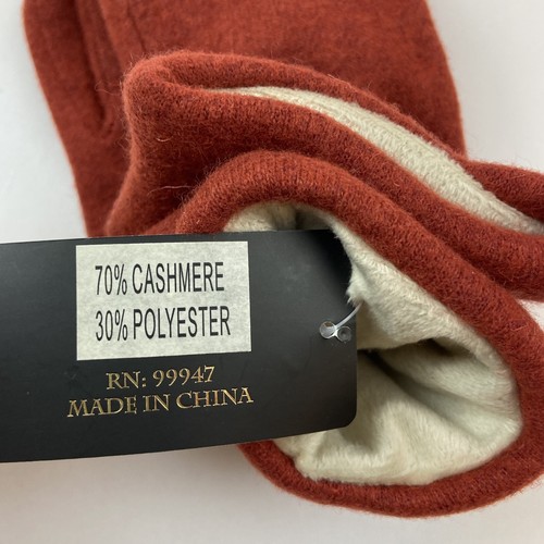Le Luxe Collection Cashmere Blend Gloves Women's One Size Orange Red Soft Lining - Picture 4 of 4