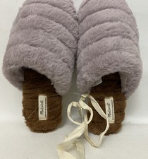MADEWELL Size 7 Purple Brown QUILTED SCUFF FAUX FUR SLIPPERS NWOB Made W Recycle