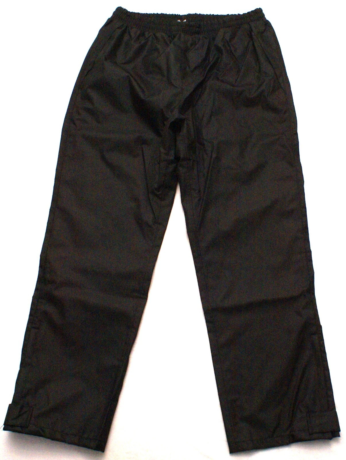 UBON Waterproof Rain Pants Mens Large Black Ankle Zip Drawstring Elastic Waist