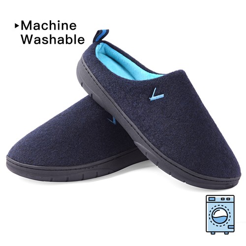 Mens Soft Two Tone Memory Foam Slippers Comfy Slip on House Shoes Anti-Slip - Picture 7 of 43