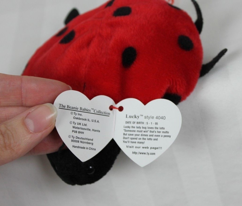 Ty Beanie Babies Lucky the Ladybug RARE with tag errors 11 Spots, 1993  Tush