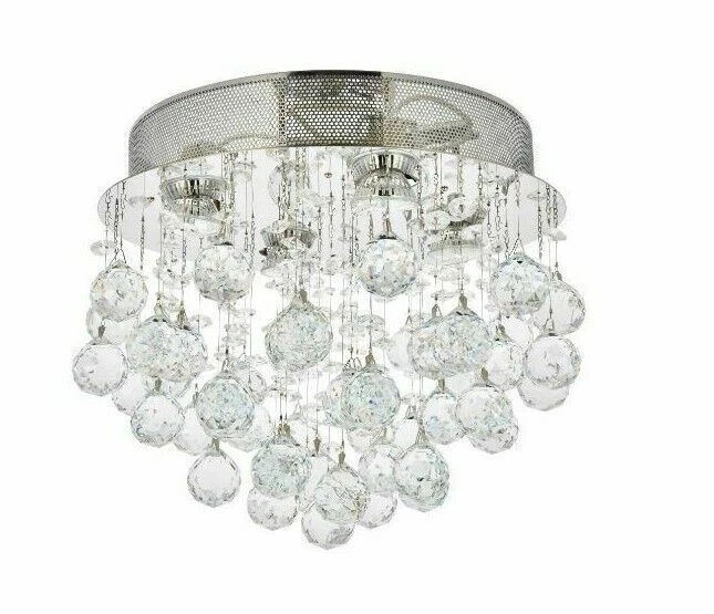 Cristal cromado montaje empotrado 4 luces vestíbulo pasillo sala o comedor iluminación Foto 4 de 4