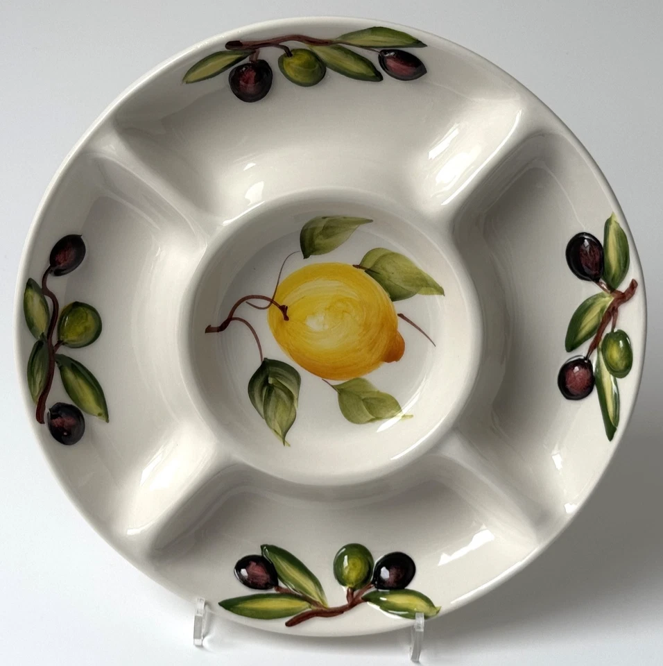 BASSANO KERAMIK 5-geteilte Vorspeisenschale Antipastiera rund OLIVEN ZITRONE - Bild 2 von 2