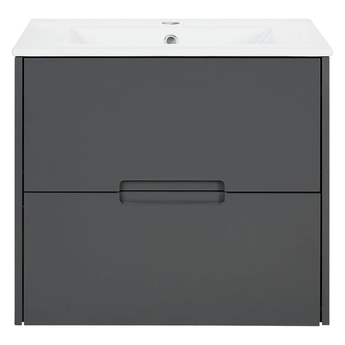 Waschtisch Unterschrank 60 cm Waschbecken Keramik Holz Grau Badmöbel Homestyle4u