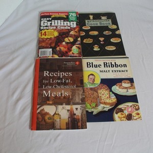Vintage Cookbooks Lot Recipes Grilling Low Fat Cholesterol Malt Extract