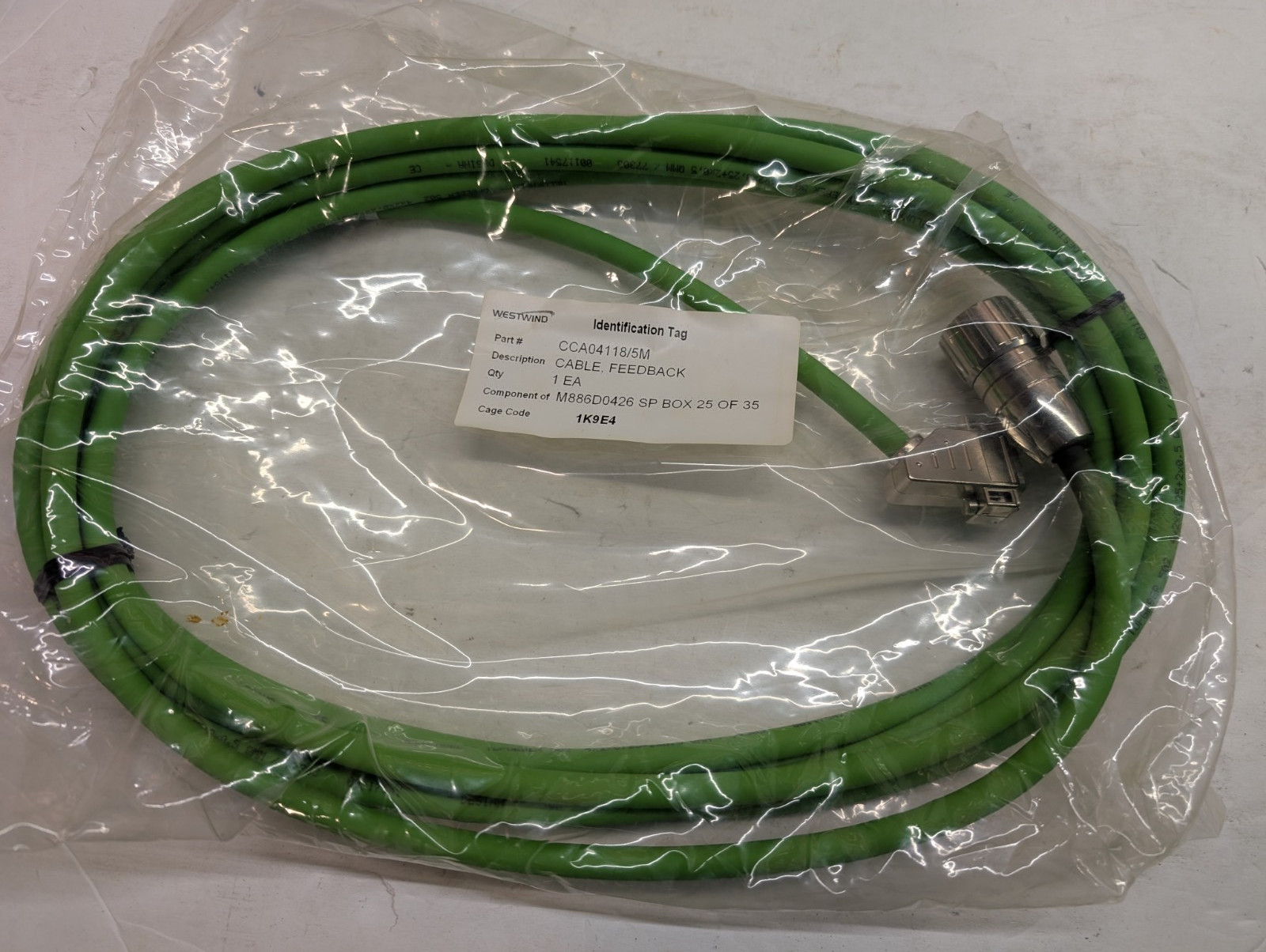 Westwind CCA04118/5M Feedback Cable 5M Green Helukabel Encoder Servo CAGE 1K9E4