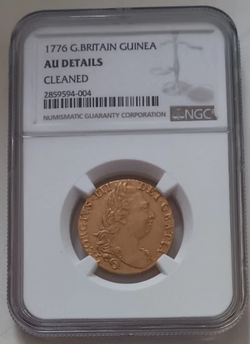 GREAT BRITAIN 1776 GOLD GUINEA NGC AU DETAILS CLEANED