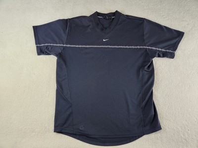Mens Black White Stripe Nike Sphere Mesh-Like Vneck Shirt Size Large
