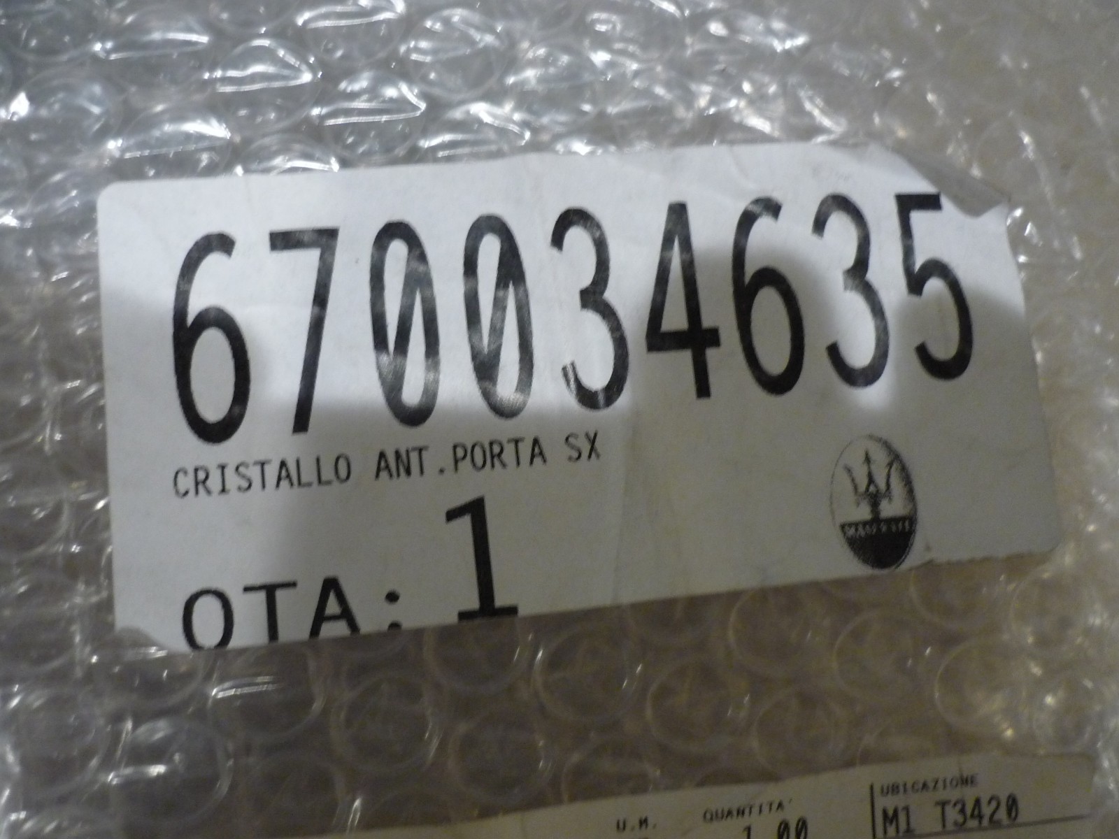 Maserati Ghibli, Quattroporte M156- LH Front Door Glass (NEW) - P/N 670034635