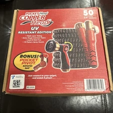 NEW Pocket Hose Copper Head UV Resistand Hose 50Ft. -3/4" Flow Diameter