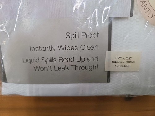 Encore Microfiber Spill Proof Tablecloth New In Package White - Picture 2 of 7