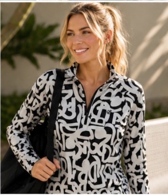 Dare2B Women full zip Black,White Graffiti UPF 50 + 98% Uv Blocked Size 14
