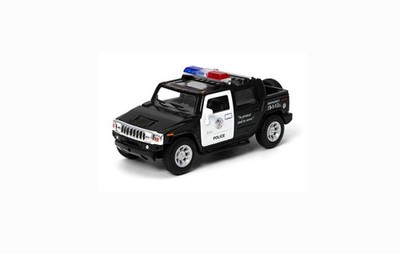 5097D 2005 Hummer H2 SUT Pickup Truck Police, Black - Kinsmart - 1/40 Diecast 