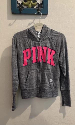 UNDERCOVER Felpa con cappuccio Victoria’s Secret rosa perfetta full zip grigio marna taglia media