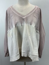 Free People Oversized Sweatshirt Sz Small Tie Dye Pink Distressed Baggy Boho