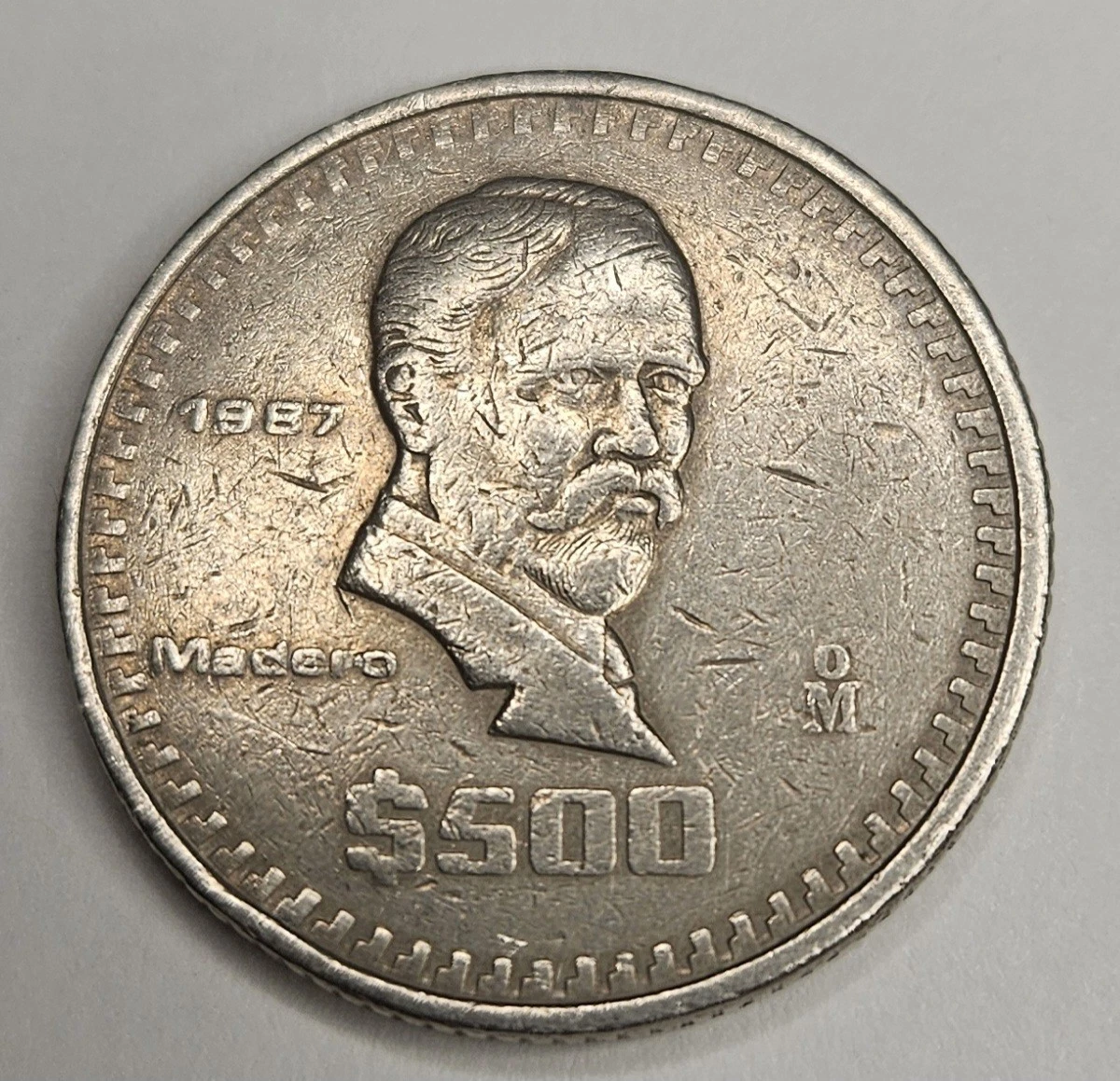 メキシコ 500ペソ 1987年 35%ズレ打ち エラー 1987 Mexico 500 Pesos