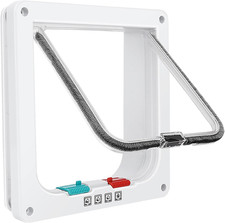 Cat Door Flap 4-Way Lock Pet Door for Interior Exterior Doors Sliding Doors Medi