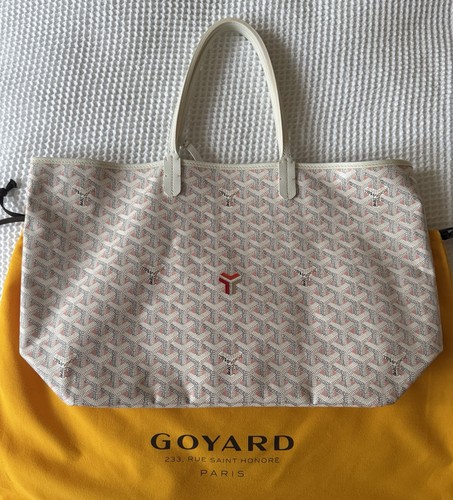 GOYARD Saint Louis PM Claire Voie White PINK Leather Canvas