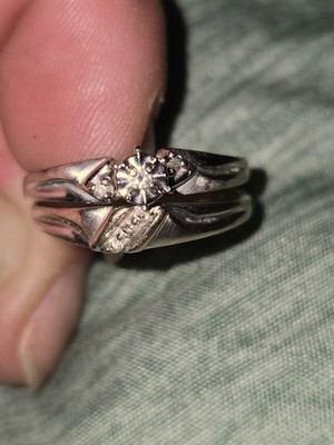 10k White Gold Diamond 2-Piece Engagement/Wedding Ring Set